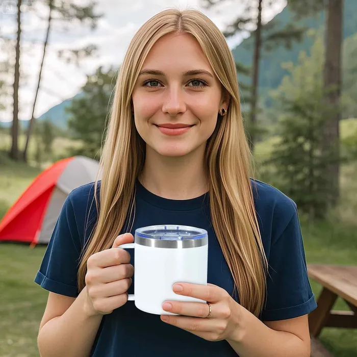 US Warehouse 12oz powder coated mugs with stainless straw +straw brush