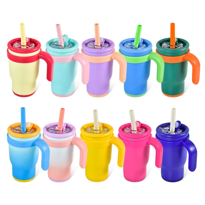 US Warehouse 14oz powder coated Colored Stainless Steel Kids water bottle Cups Tumblers