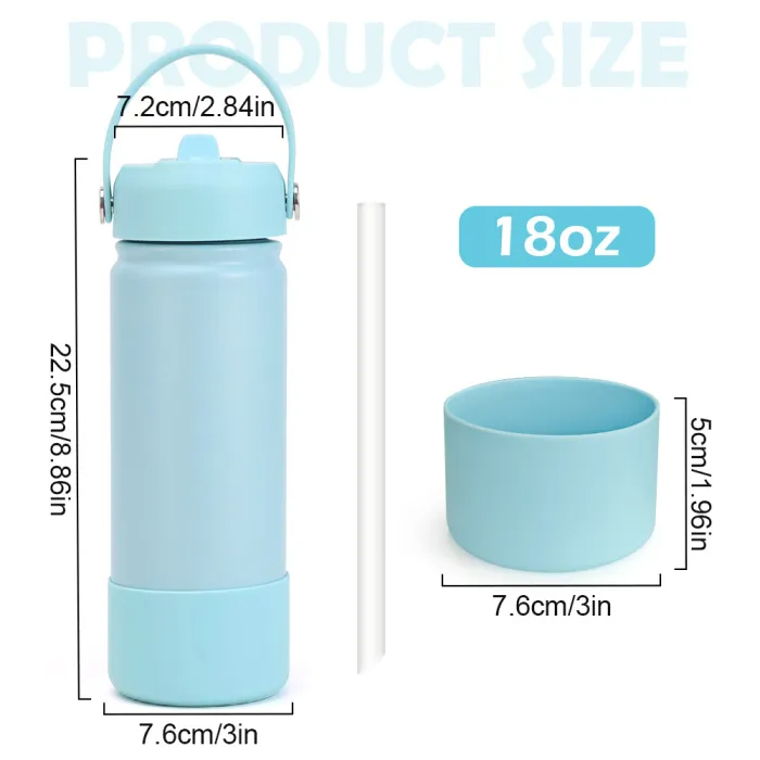 US Warehouse 18oz/32oz Powder Coated Sports Water Bottle with silicone bottom