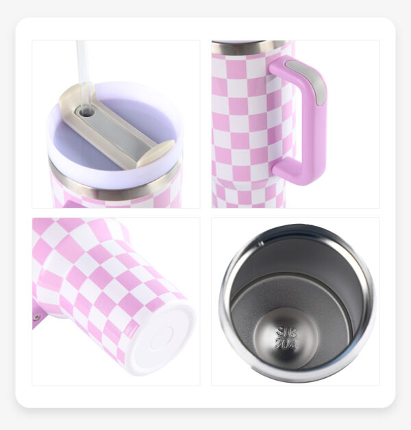 H2.0 40oz Checkered Stainless Steel Tumbler with Handle