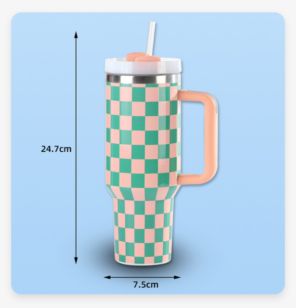 H2.0 40oz Checkered Stainless Steel Tumbler with Handle