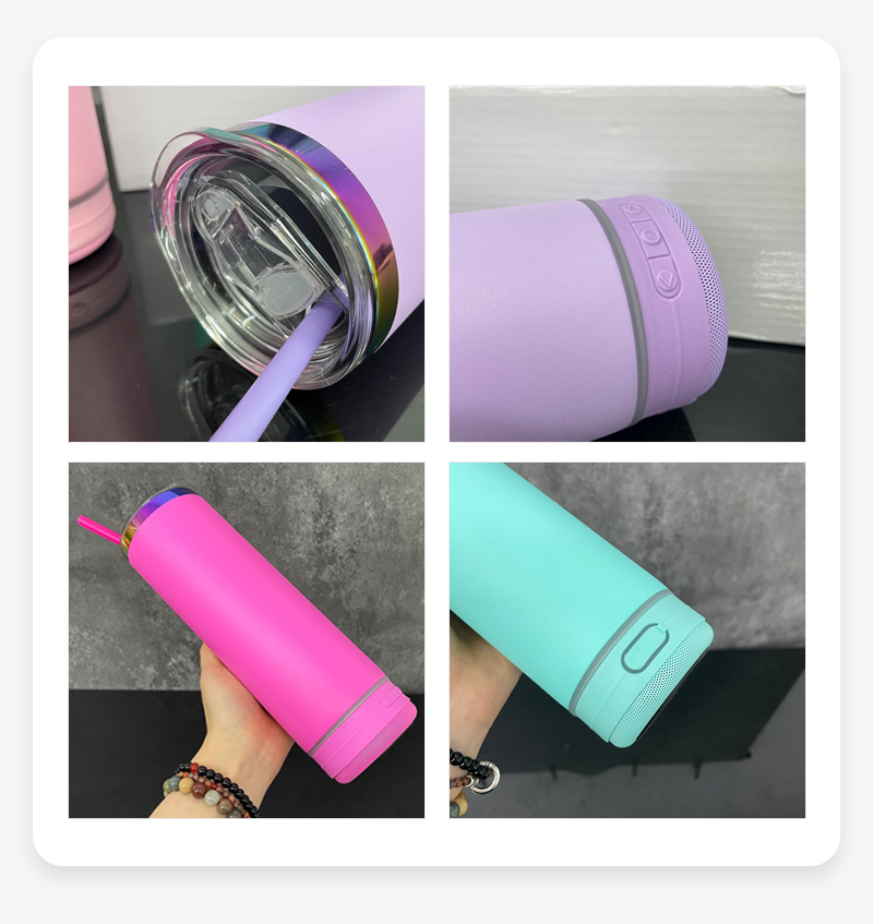 20oz Powder Coated Bluetooth Speaker Tumblers for Laser Engraving