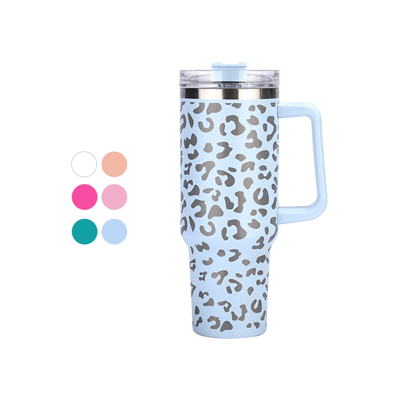 Stanley Dupe 40oz Leopard Tumbler with Handle Adventure Stainless Steel Water Bottle