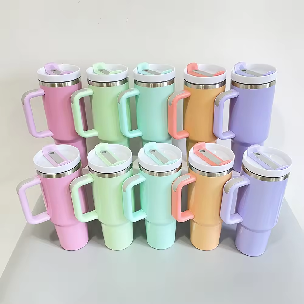 H2.0 Quencher Macaron Color Sublimation 40oz Travel Mug with Handle