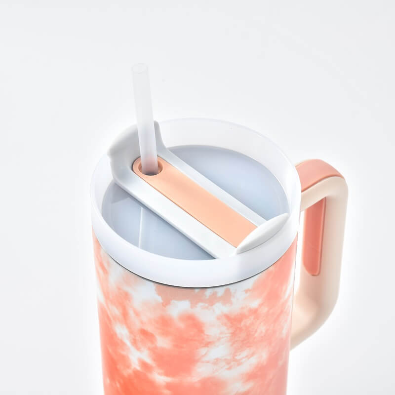 Tie Dye 40oz Tumbler with Handle Stainless Steel Double Wall Non-Sublimation