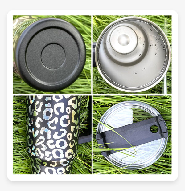 40oz Leopard Iridescent Tumbler with Handle Double Wall