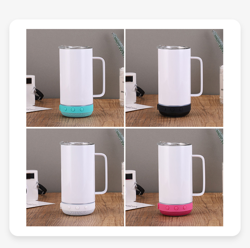 14oz Sublimation Bluetooth Speaker Mugs with Handle