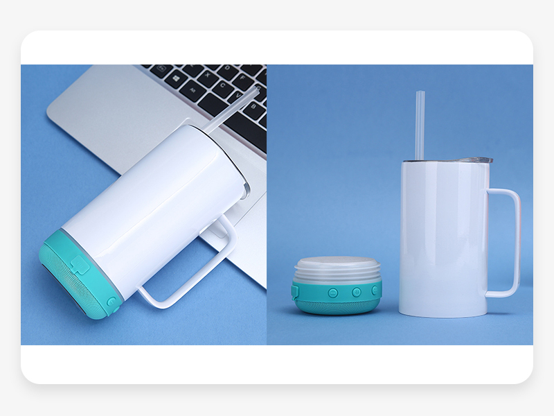 14oz Sublimation Bluetooth Speaker Mugs with Handle
