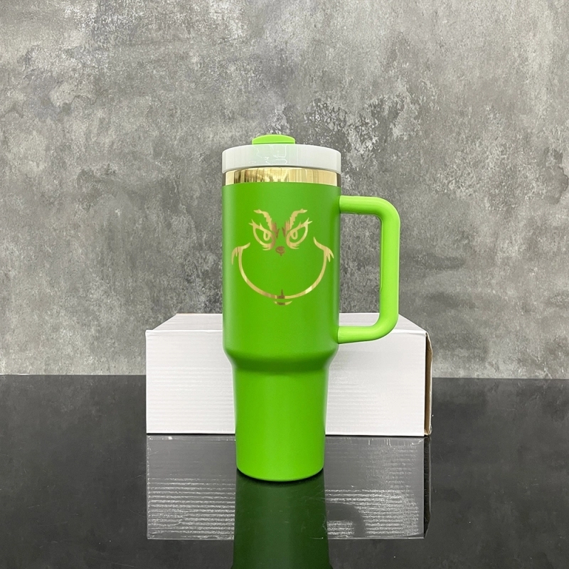 20Pack USA Warehouse mirror gold plated underneath powder coated Christmas green 40oz H2.0 tumbler