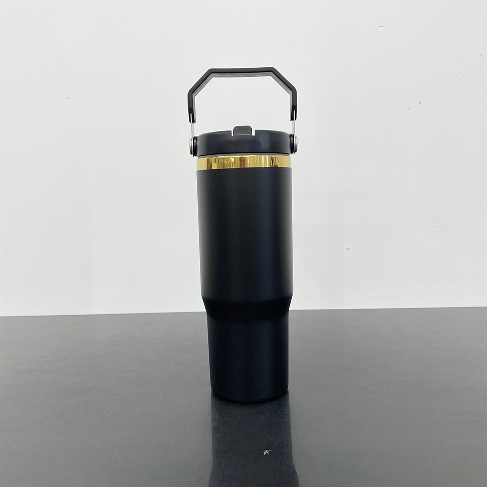 20 Pack USA Warehouse 30oz Mirror Gold Plated Flip Straw Tumblers for Laser Engraving Double Wall Power Coated Water Bottles