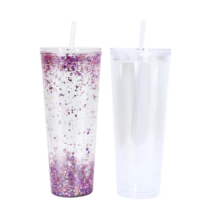 Pre-sale US warehosue BPA Free Double Wall 24oz Clear Snow Globe Plastic Cup