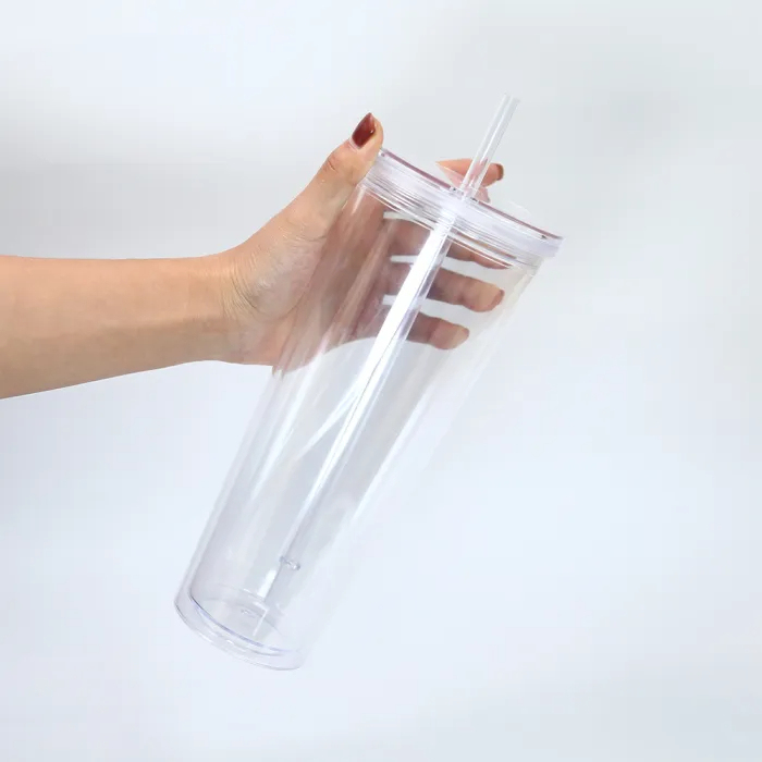 Pre-sale US warehosue BPA Free Double Wall 24oz Clear Snow Globe Plastic Cup