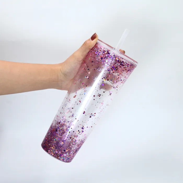 Pre-sale US warehosue BPA Free Double Wall 24oz Clear Snow Globe Plastic Cup