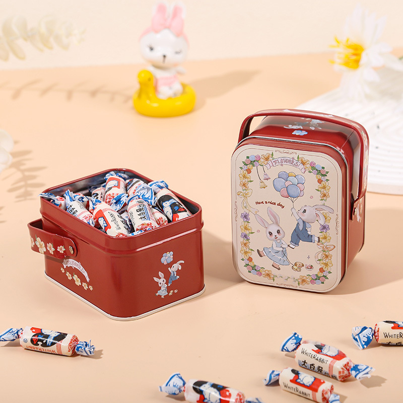 Creative Handheld Gift Box Fun and Cute Rabbit Pattern Gift Box Small and Exquisite Aluminum Gift Box