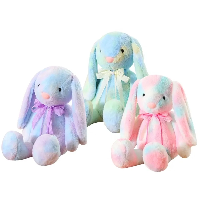 Stuffed Rabbit Long Ears Easter Rabbit Plush Bunny Long Ear Colored Stuffed Soft Bedtime Toys