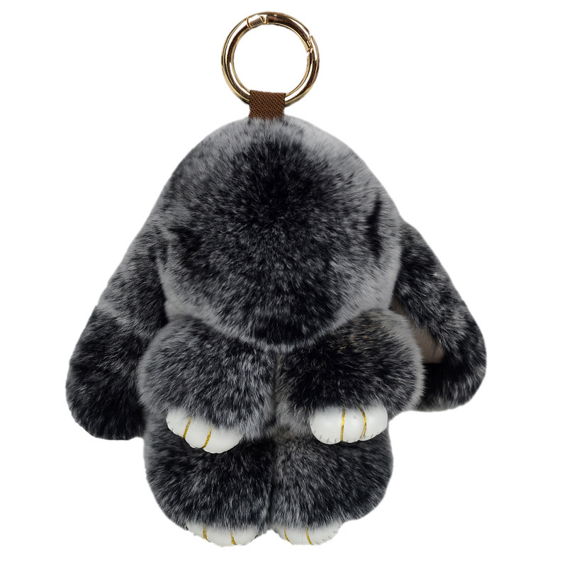 15cm Bunny Doll Soft Cute Faux Fur Pom Pom Fluffy Plush Pendant Car Bag Keyring Bunny Pompom Fluffy Cute Furry Rabbit Keychain Plush Ball Rabbit Doll Pendant