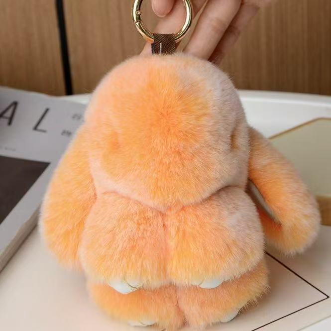 15cm Bunny Doll Soft Cute Faux Fur Pom Pom Fluffy Plush Pendant Car Bag Keyring Bunny Pompom Fluffy Cute Furry Rabbit Keychain Plush Ball Rabbit Doll Pendant