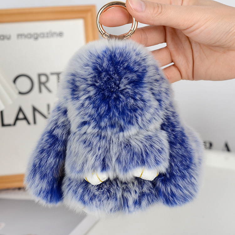 15cm Bunny Doll Soft Cute Faux Fur Pom Pom Fluffy Plush Pendant Car Bag Keyring Bunny Pompom Fluffy Cute Furry Rabbit Keychain Plush Ball Rabbit Doll Pendant