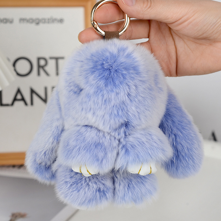 15cm Bunny Doll Soft Cute Faux Fur Pom Pom Fluffy Plush Pendant Car Bag Keyring Bunny Pompom Fluffy Cute Furry Rabbit Keychain Plush Ball Rabbit Doll Pendant