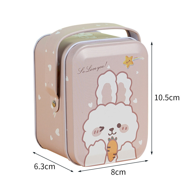 Creative Handheld Gift Box Fun and Cute Rabbit Pattern Gift Box Small and Exquisite Aluminum Gift Box