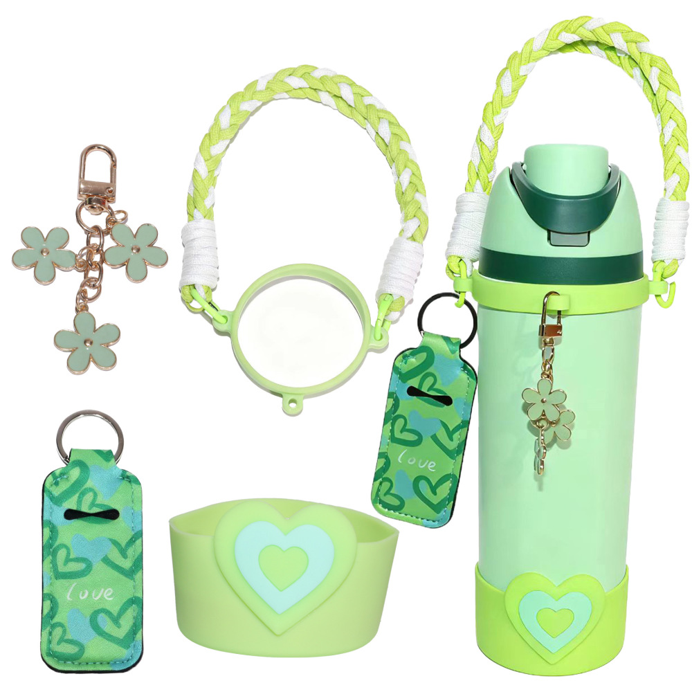 Owala Water Bottle Accessories Bundle for Heart Silicone Straw Topper with Handle Strap Charms for Gift
