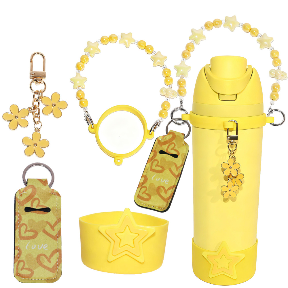 Owala Water Bottle Accessories Bundle for Heart Silicone Straw Topper with Handle Strap Charms for Gift