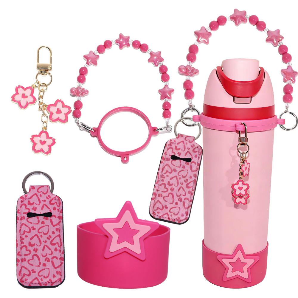 Owala Water Bottle Accessories Bundle for Heart Silicone Straw Topper with Handle Strap Charms for Gift