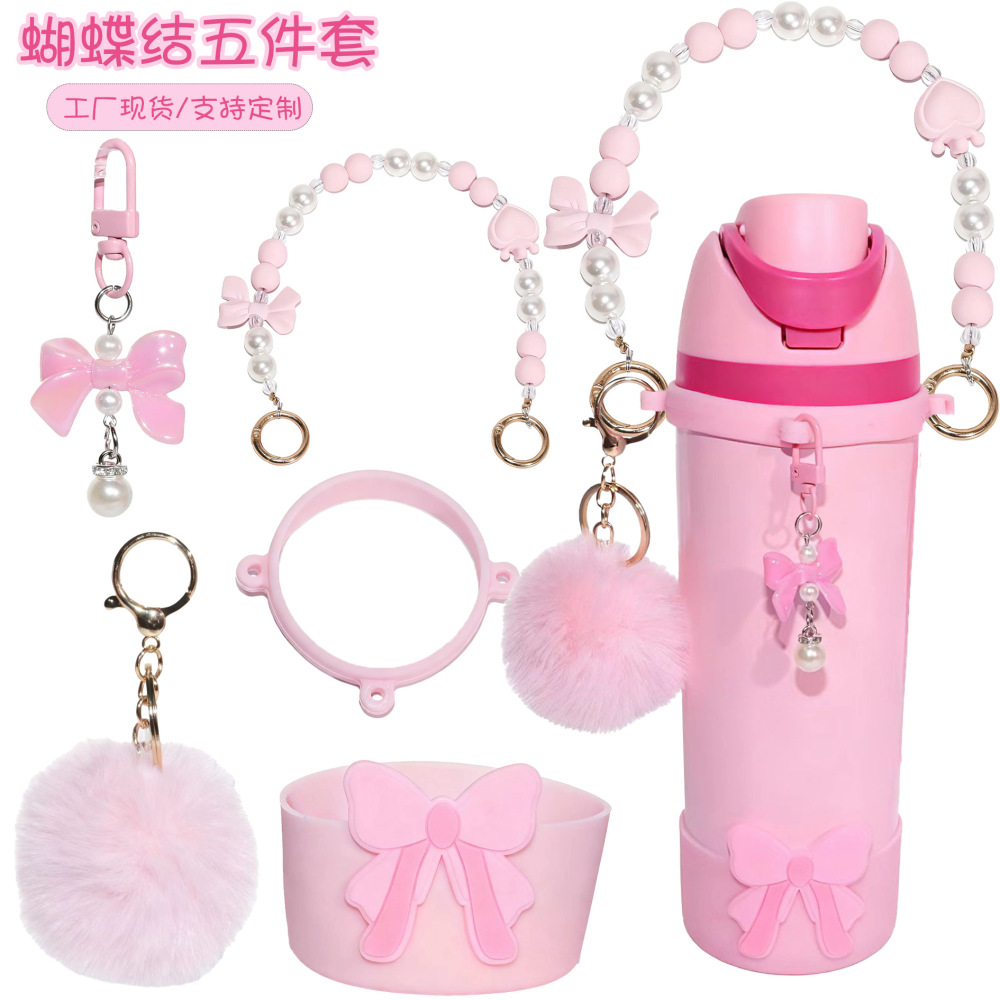 Owala Water Bottle Accessories Bundle for Heart Silicone Straw Topper with Handle Strap Charms for Gift