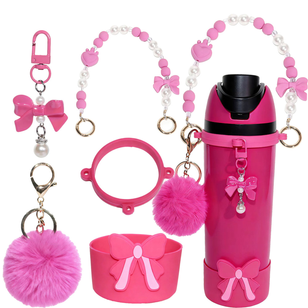 Owala Water Bottle Accessories Bundle for Heart Silicone Straw Topper with Handle Strap Charms for Gift
