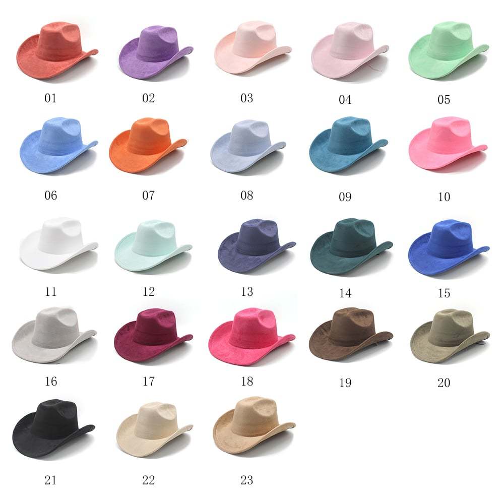 Cowboys Styles Hats Big Wide Brim Suede Fedora Hats Men Women Western Solid Cowboy Cowgirl Panama Rancher Hat