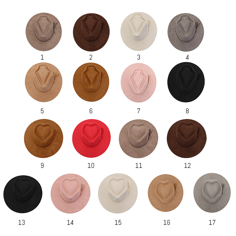 New Fashion Arrow Shape Heart Shape Crown Suede Fedora Wide-brimmed Sun Hats Kids Wide Brim Basic Draw Caps Flat Brim for Girl Women