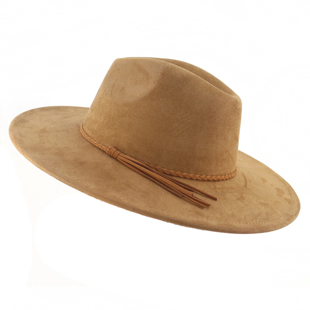 New Fashion Wide Brim Vegan Suede Blank Hat Arrow Shape Heart Shape Crown Suede Fedora Wide-brimmed Hats Vegan Suede Blank Baseball Caps Cowboys Styles Hats Big Wide Brim Suede Fedora Hats Men Women Western Solid Cowboy Cowgirl Panama Rancher Hat