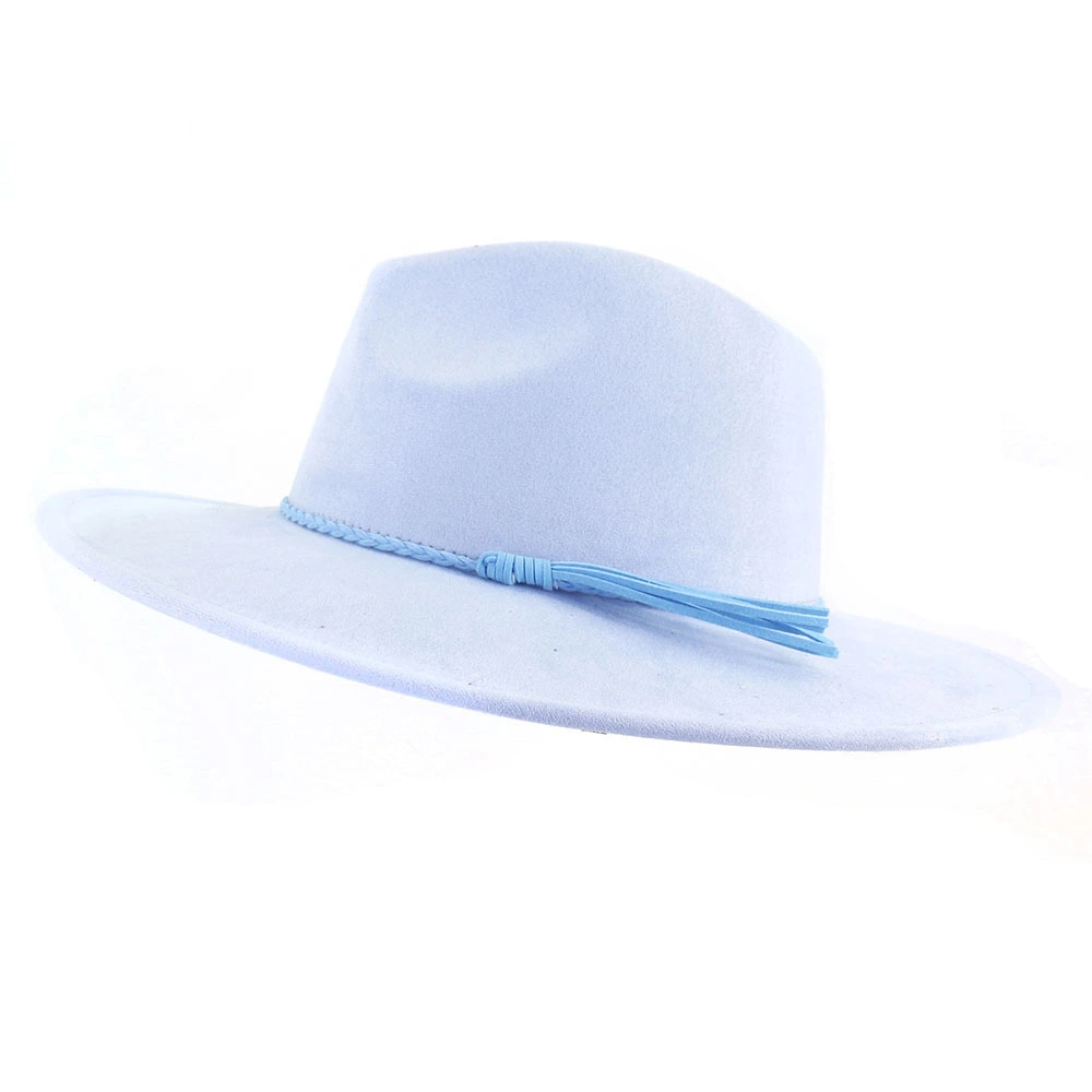 New Fashion Wide Brim Vegan Suede Blank Hat Arrow Shape Heart Shape Crown Suede Fedora Wide-brimmed Hats Vegan Suede Blank Baseball Caps Cowboys Styles Hats Big Wide Brim Suede Fedora Hats Men Women Western Solid Cowboy Cowgirl Panama Rancher Hat