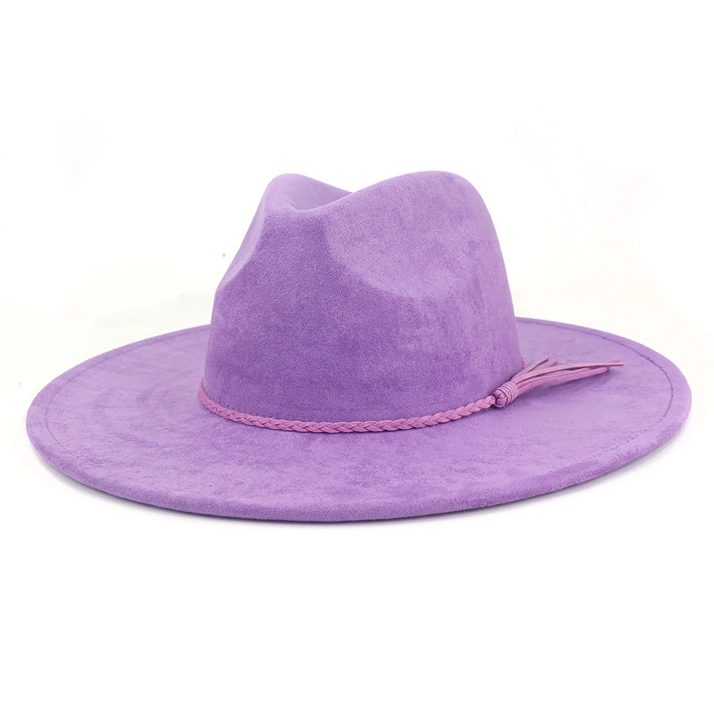 New Fashion Wide Brim Vegan Suede Blank Hat Arrow Shape Heart Shape Crown Suede Fedora Wide-brimmed Hats Vegan Suede Blank Baseball Caps Cowboys Styles Hats Big Wide Brim Suede Fedora Hats Men Women Western Solid Cowboy Cowgirl Panama Rancher Hat