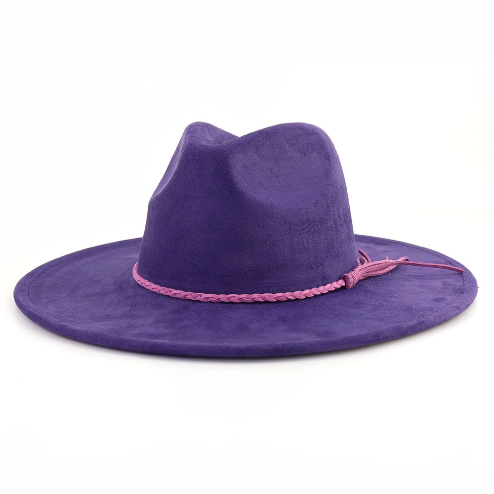 New Fashion Wide Brim Vegan Suede Blank Hat Arrow Shape Heart Shape Crown Suede Fedora Wide-brimmed Hats Vegan Suede Blank Baseball Caps Cowboys Styles Hats Big Wide Brim Suede Fedora Hats Men Women Western Solid Cowboy Cowgirl Panama Rancher Hat