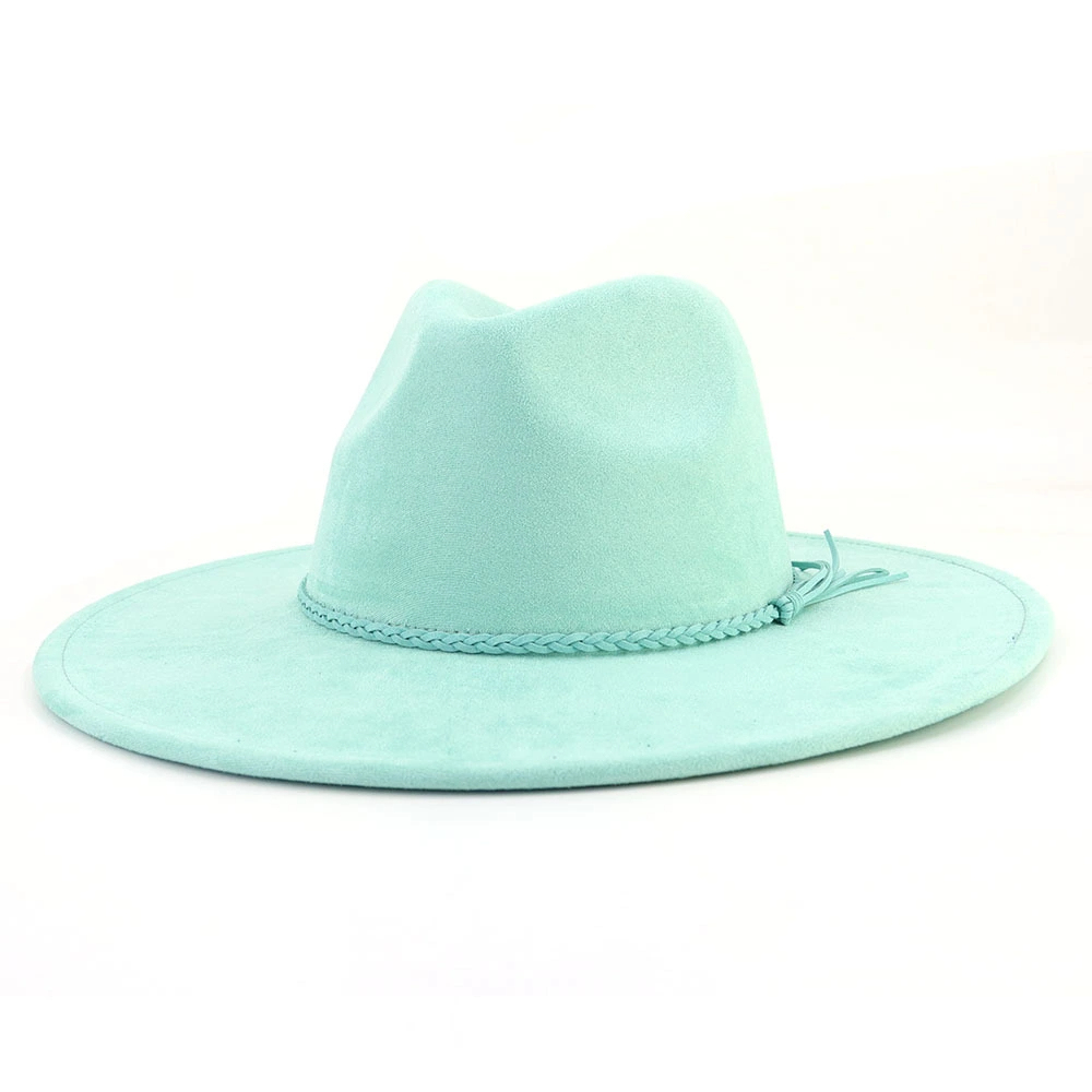 New Fashion Wide Brim Vegan Suede Blank Hat Arrow Shape Heart Shape Crown Suede Fedora Wide-brimmed Hats Vegan Suede Blank Baseball Caps Cowboys Styles Hats Big Wide Brim Suede Fedora Hats Men Women Western Solid Cowboy Cowgirl Panama Rancher Hat