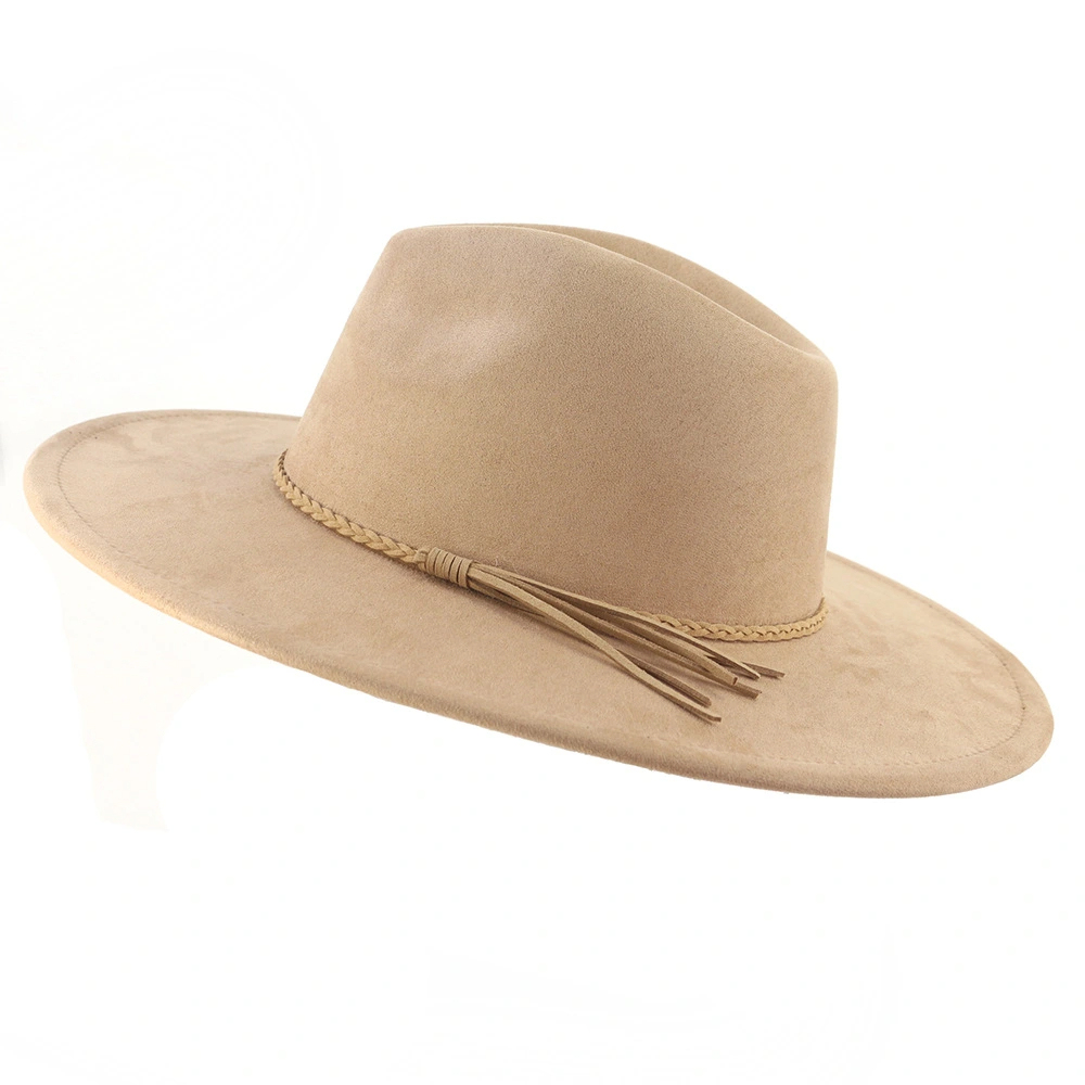 New Fashion Wide Brim Vegan Suede Blank Hat Arrow Shape Heart Shape Crown Suede Fedora Wide-brimmed Hats Vegan Suede Blank Baseball Caps Cowboys Styles Hats Big Wide Brim Suede Fedora Hats Men Women Western Solid Cowboy Cowgirl Panama Rancher Hat