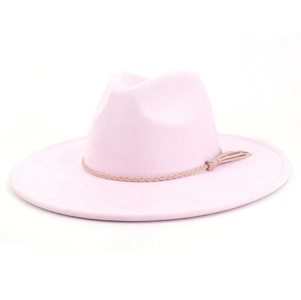 New Fashion Wide Brim Vegan Suede Blank Hat Arrow Shape Heart Shape Crown Suede Fedora Wide-brimmed Hats Vegan Suede Blank Baseball Caps Cowboys Styles Hats Big Wide Brim Suede Fedora Hats Men Women Western Solid Cowboy Cowgirl Panama Rancher Hat