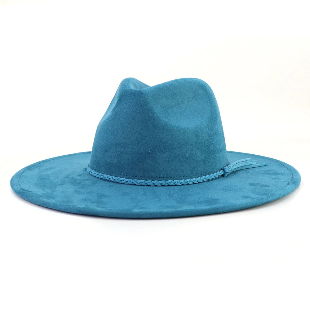 New Fashion Wide Brim Vegan Suede Blank Hat Arrow Shape Heart Shape Crown Suede Fedora Wide-brimmed Hats Vegan Suede Blank Baseball Caps Cowboys Styles Hats Big Wide Brim Suede Fedora Hats Men Women Western Solid Cowboy Cowgirl Panama Rancher Hat