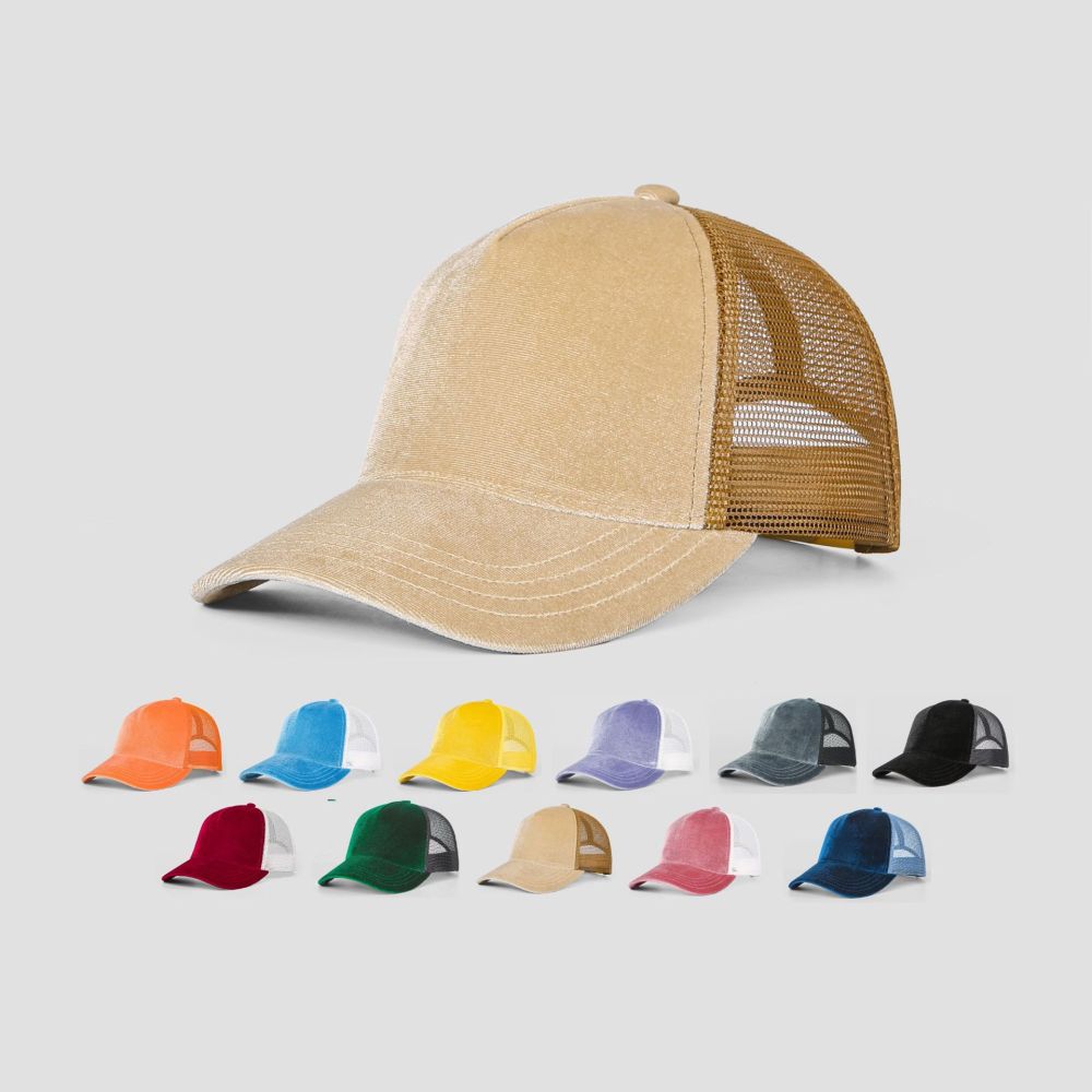 Blank Velvet 5 Panel Trucker Hat Wholesale