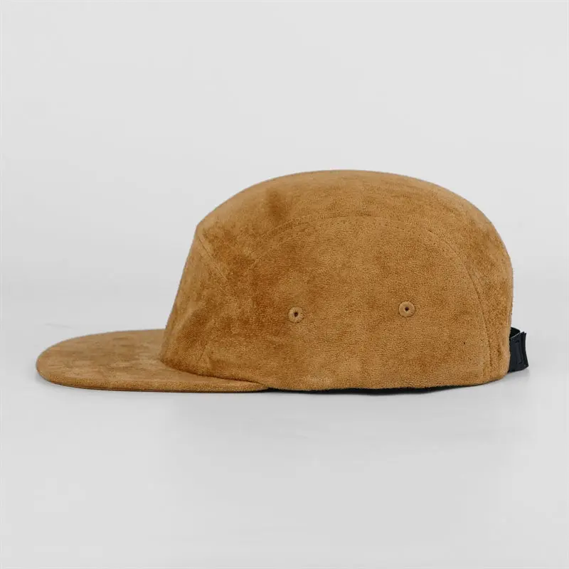 Blank Suede 5 Panel Flat Bill Camper Cap Wholesale
