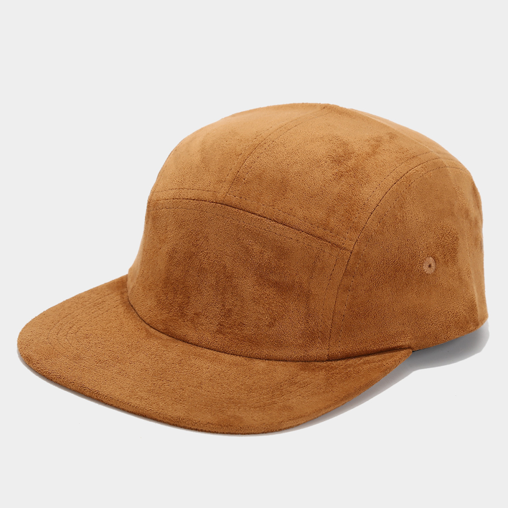 Blank Suede 5 Panel Flat Bill Camper Cap Wholesale