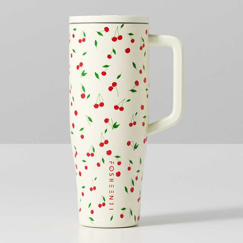 High-quality 40oz car cup with a ceramic liner and a leak-proof foldable straw
