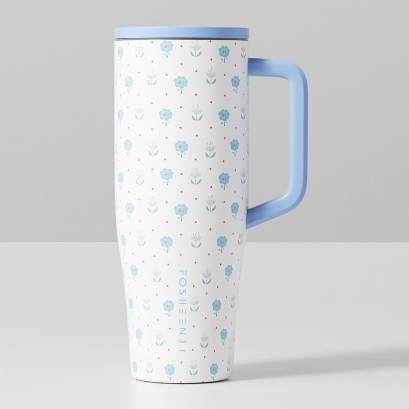 High-quality 40oz car cup with a ceramic liner and a leak-proof foldable straw