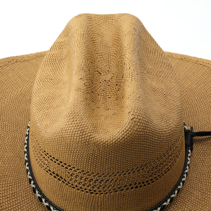 Woven handmade straw hat, equestrian cowboy hat