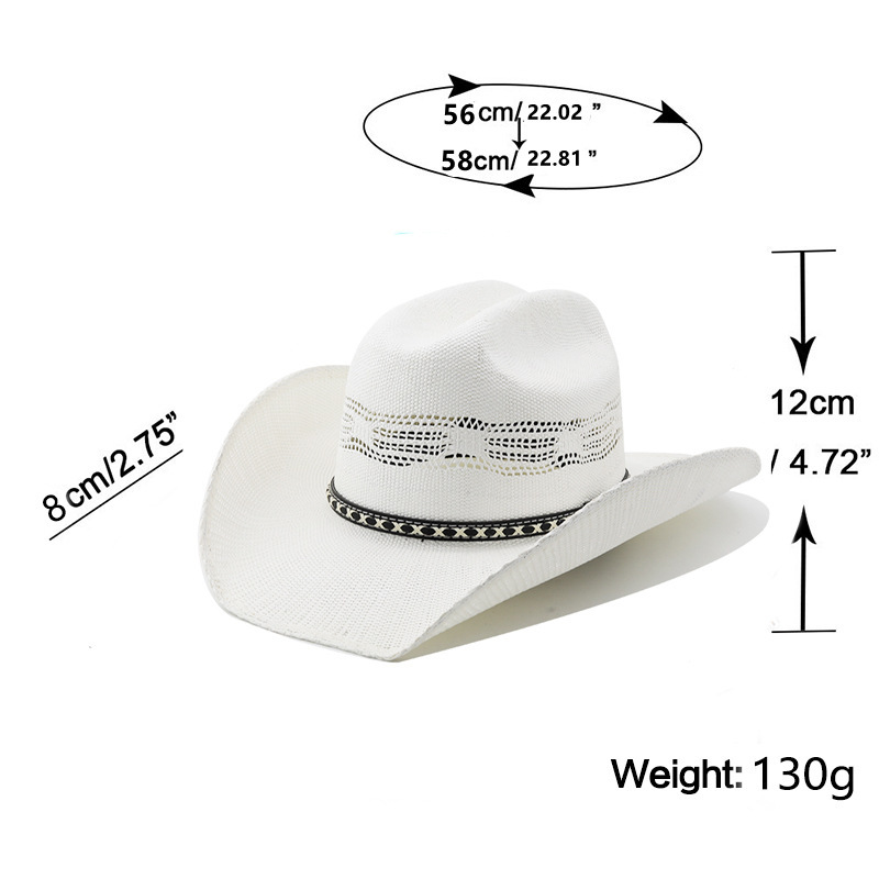 Woven handmade straw hat, equestrian cowboy hat
