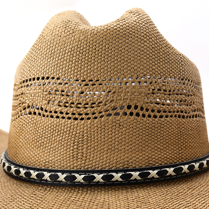 Woven handmade straw hat, equestrian cowboy hat