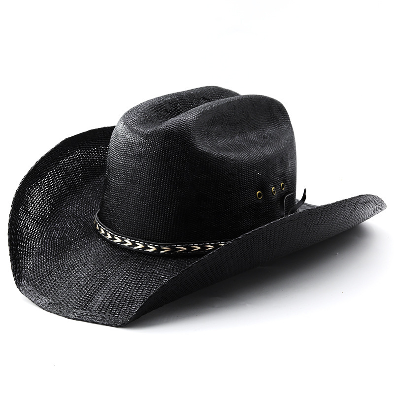 Woven handmade straw hat, equestrian cowboy hat