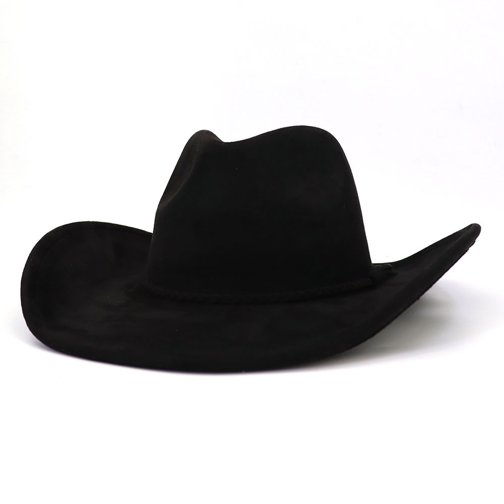 New Style Vintage Wide Brim Orange Cowboy Western Hats Men Bulk Wholesale Cap Adjustable Felt Suede Cowboy Hats for Adults