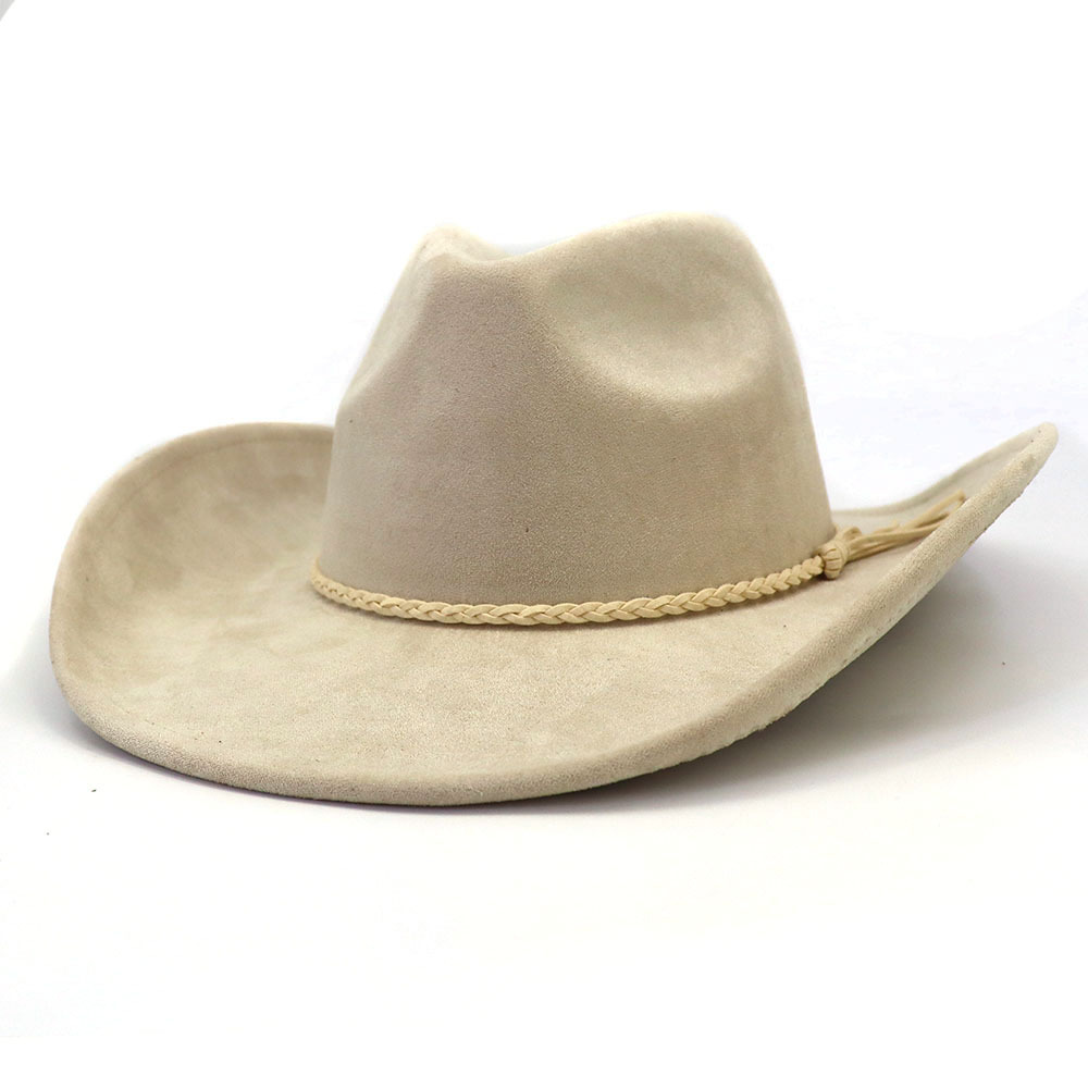 New Style Vintage Wide Brim Orange Cowboy Western Hats Men Bulk Wholesale Cap Adjustable Felt Suede Cowboy Hats for Adults